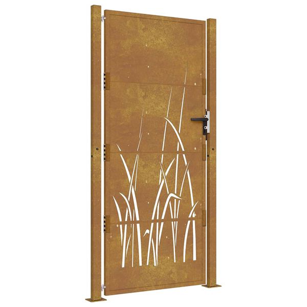 vidaXL Poartă de grădină 100x175 cm, oțel corten, design cu iarbă