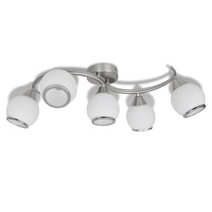 Plafonieră cu abajururi de sticlă pe șină ondulată