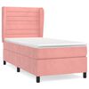 vidaXL Pat box spring cu saltea, roz, 100x200 cm, catifea