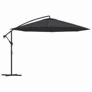 vidaXL Umbrelă consolă de grădină cu st&acirc;lp din oțel, negru, 350 cm
