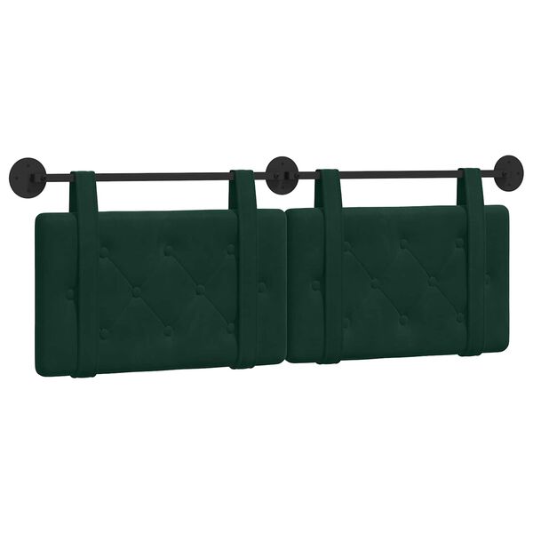 vidaXL Cap de pat suspendat Verde &icirc;nchis 130 x 55 x 5 cm Catifea