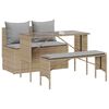 vidaXL Set mobilier de grădină cu perne, 3 piese, bej, poliratan