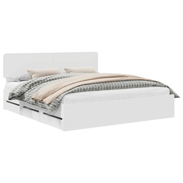 vidaXL Cadru de pat cu headboard Alb 180 x 200 cm Lemn prelucrat