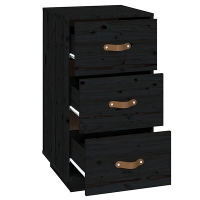 vidaXL Noptieră, negru, 40x40x75 cm, lemn masiv de pin