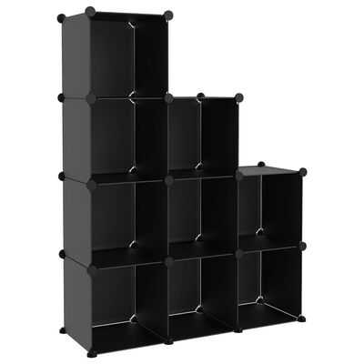 vidaXL Organizator cub de depozitare, 9 cuburi, negru, PP