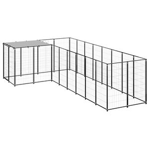 vidaXL Padoc pentru c&acirc;ini, negru, 6,05 m&sup2;, oțel