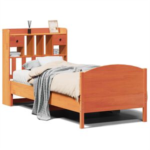vidaXL Pat bibliotecă fără saltea maro ceruit 75x190 cm lemn masiv pin