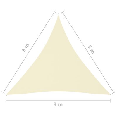 vidaXL Pânză parasolar, crem, 3x3x3 m, țesătură oxford, triunghiular