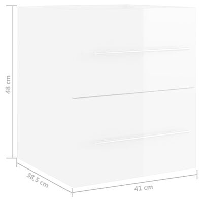 vidaXL Dulap de chiuvetă, alb extralucios, 41x38,5x48 cm, PAL