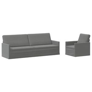 vidaXL Set de canapea 2 pcs Gri &icirc;nchis Catifea