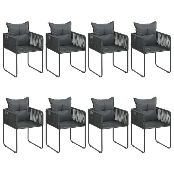 vidaXL Set mobilier de masă, 9 piese, negru, ratan PVC