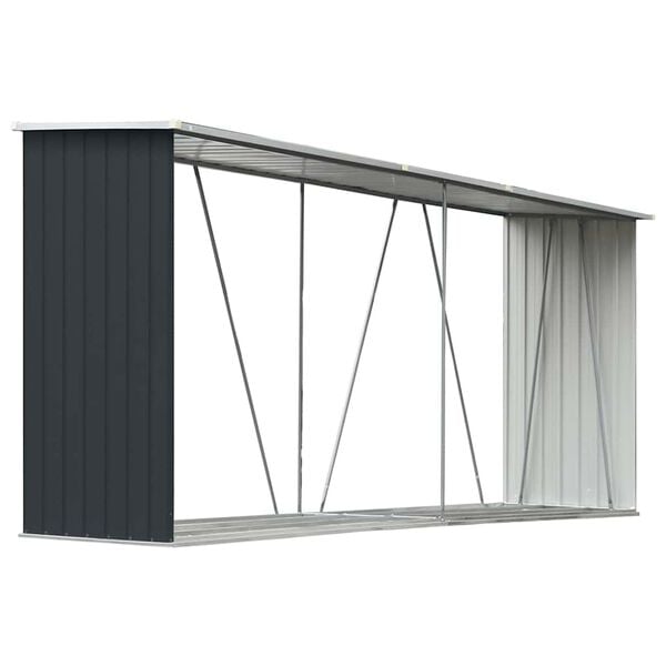 vidaXL Șopron depozitare lemne antracit 330x84x152 cm oțel galvanizat