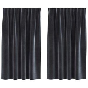 vidaXL Perdele opace 2 pcs Gri &icirc;nchis 140 x 140 cm Catifea
