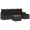 vidaXL Set de canapele pentru grădină cu pernă 6 pcs Negru Rattan poli