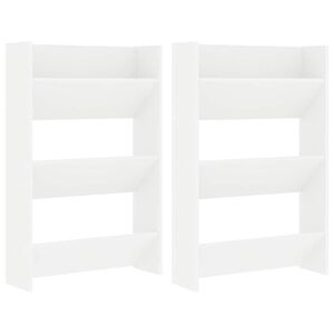 vidaXL Pantofare de perete, 2 buc., alb, 60x18x90 cm, PAL