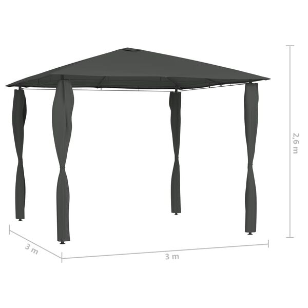 vidaXL Pavilion cu huse pentru stâlpi, antracit, 3x3x2,6 m, 160 g/m²