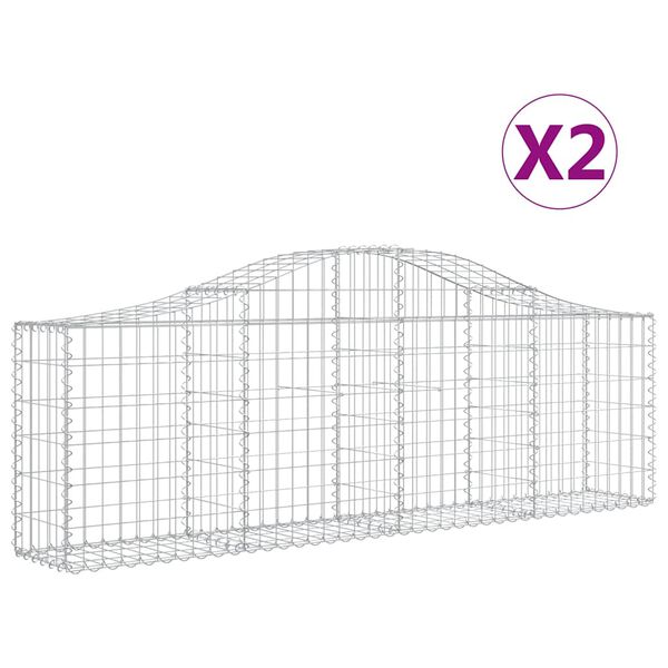 vidaXL Coșuri gabion arcuite 2 buc, 200x30x60/80 cm, fier galvanizat