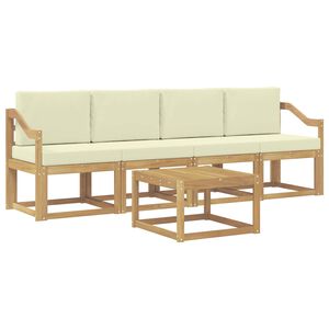 vidaXL Set de canapele de exterior cu pernă 5 pcs Alb și crem