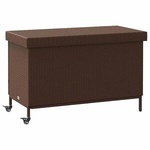vidaXL Ladă depozitare de grădină cu roți, maro 110x55x73 cm poliratan