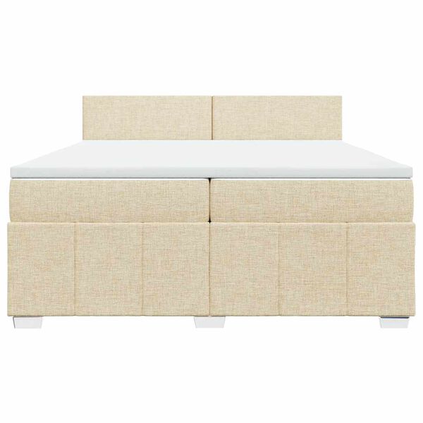 vidaXL Pat box spring cu saltea, crem, 200x200 cm, textil