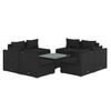 vidaXL Set mobilier de grădină cu perne, 9 piese, negru, poliratan