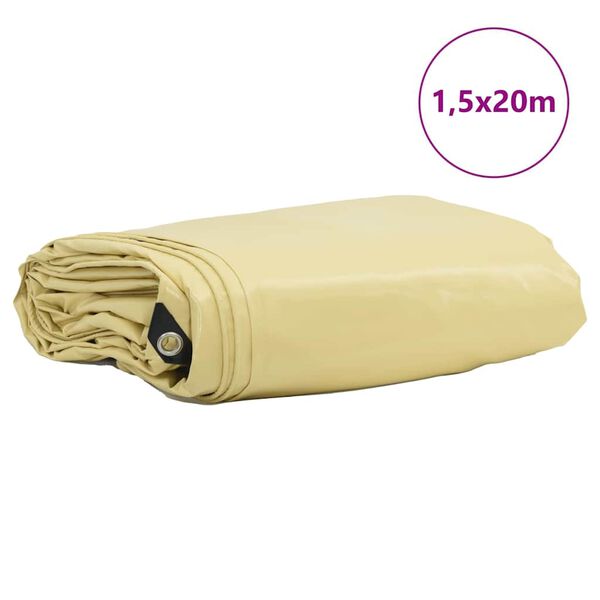 vidaXL P&acirc;nză 650g / m&sup2; Bej 1,5 x 20 m P&acirc;nză cu acoperire PVC
