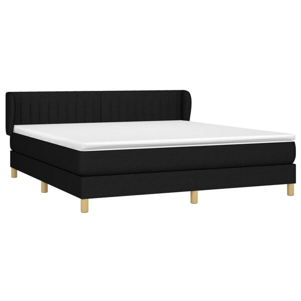 vidaXL Pat box spring cu saltea, negru, 180x200 cm, catifea