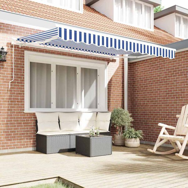 vidaXL Cortina Retractabilă Albastru și Alb 250 x 200 cm