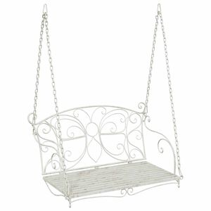 vidaXL Bancă swinging Oțel 105,5 x 61 x 56 cm Alb Antic