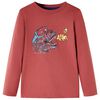 vidaXL Tricou pentru copii cu m&acirc;neci lungi, roșu ars, 128