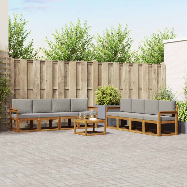 vidaXL Set de canapele de exterior 9 pcs Gri natural și deschis