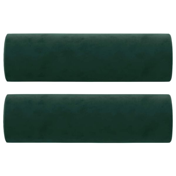 vidaXL Perne decorative, 2 buc., verde &icirc;nchis, &Oslash;15x50 cm, catifea