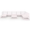 vidaXL Set mobilier de grădină, 9 piese, alb, lemn masiv de pin