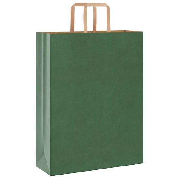 vidaXL Saci de h&acirc;rtie 250 buc cu m&acirc;nere verde 32x12x42 cm