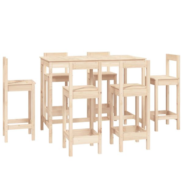 vidaXL Set mobilier de bar, 7 piese, lemn masiv de pin