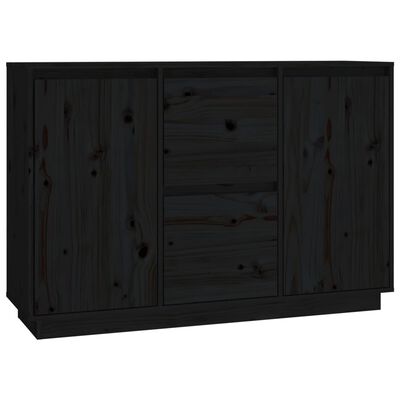 vidaXL Servantă, negru, 111x34x75 cm, lemn masiv de pin