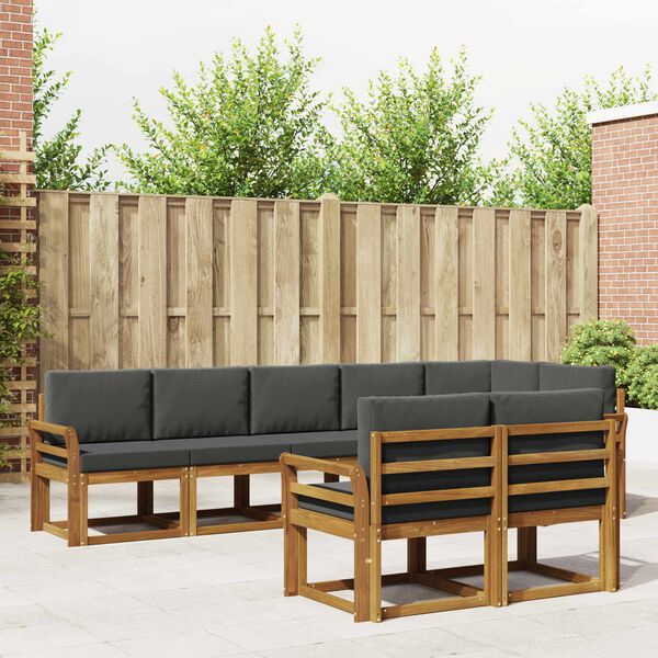 vidaXL Set de canapele de exterior cu pernă 8 pcs Natural și Antracit