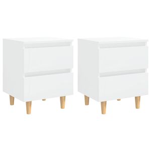 vidaXL Noptiere & picioare lemn pin 2 buc. alb extralucios 40x35x50 cm