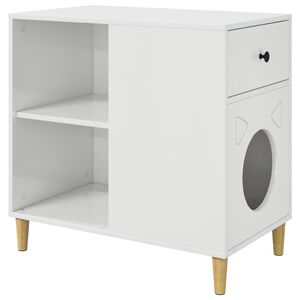 vidaXL Casa pentru pisici Alb Lucios 72 x 42.5 x 70 cm Lemn compozit