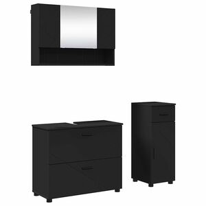vidaXL Set de mobilier pentru baie 3 buc. Negru 76,5 x 35 x 64 cm