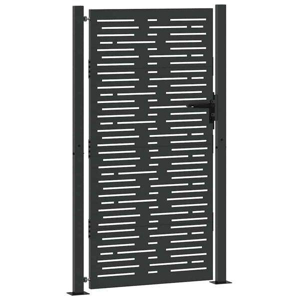 vidaXL Poartă de grădină Negru 85 x 180 cm Oțel vopsit electrostatic