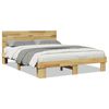 vidaXL Cadru de pat cu tăblie fără saltea 140x190 cm lemn masiv stejar