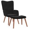 vidaXL Scaun de relaxare cu taburet, negru, catifea