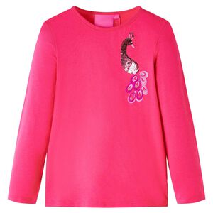 vidaXL Tricou pentru copii cu m&acirc;neci lungi, roz aprins, 104