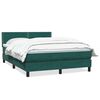 vidaXL Pat box spring cu saltea, verde &icirc;nchis, 140x220 cm, catifea