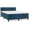 vidaXL Pat box spring cu saltea, albastru &icirc;nchis, 140x200 cm, catifea