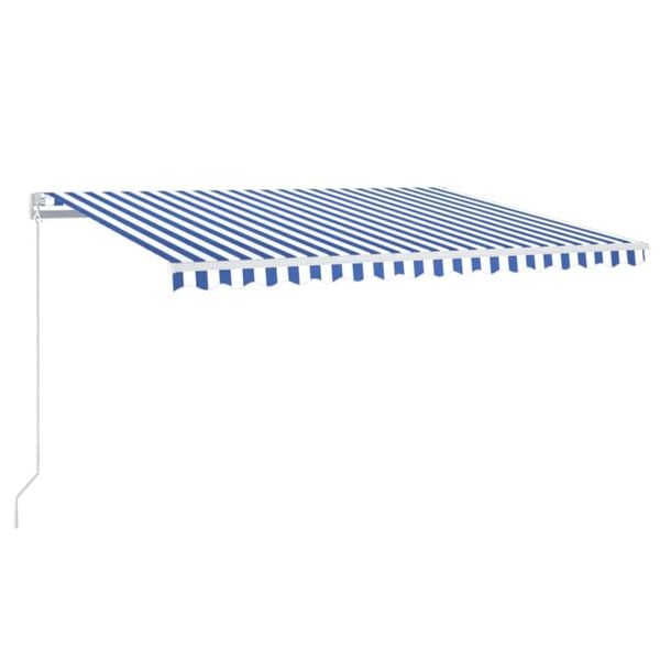 vidaXL Copertină retractabilă manual cu LED, albastru/alb, 450x350 cm