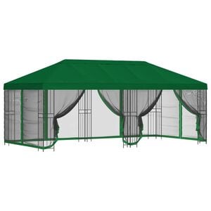 vidaXL Pavilion cu panouri laterale 6 x 3 m Verde Poliester și oțel