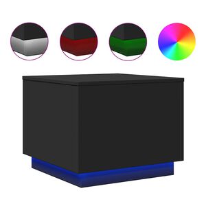 vidaXL Măsuță de cafea cu lumini LED, negru, 50x50x40 cm