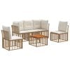vidaXL Set de canapele de exterior 6 buc. Alb Natural și Crem